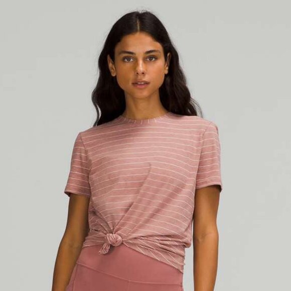 lululemon athletica Tops - Lululemon Women's Love Crew Short Sleeve T-Shirt - Red/White Stripe